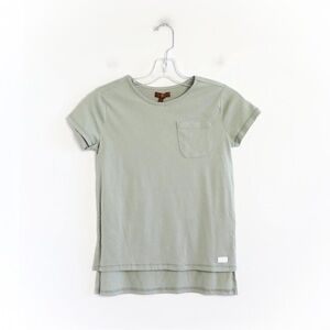7 for All Mankind girls high low t-shirt green khaki M cotton soft stretch NWOT